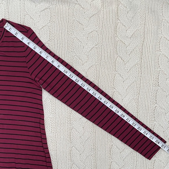 🌼2 for $20🌼 Gap Burgundy Black Striped Long Sleeve T-Shirt Dress - Picture 5 of 7